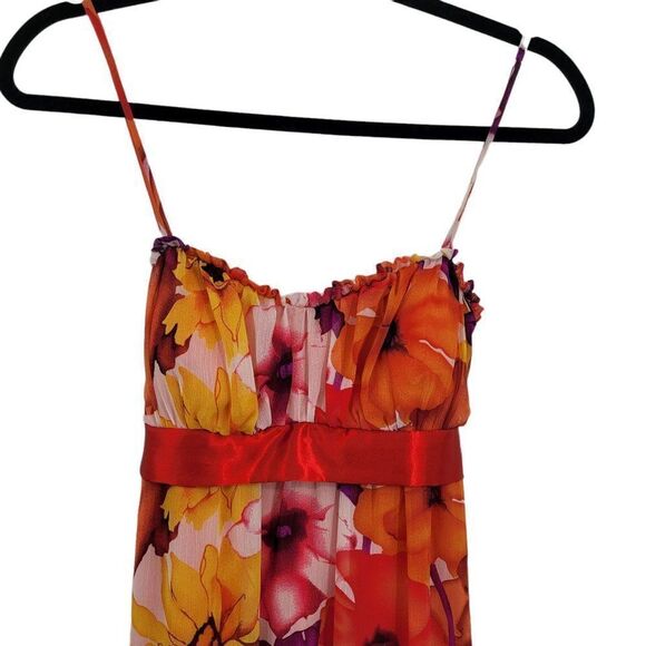 Alyn Paige Dress Womens 8 Tiered‎ Ruffled Midi Spaghetti Strap Multicolor Floral - Picture 6 of 11